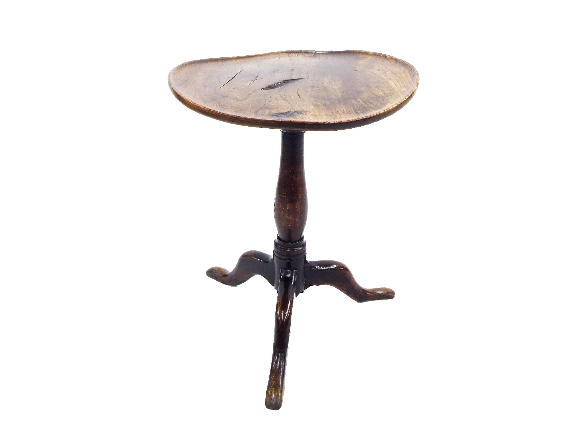 Appraisal: Georgian oak tripod tea table the primitive tray top upon