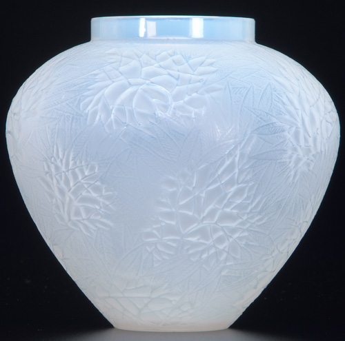 Appraisal: R LALIQUE Vase Esterel cased opalescent c M p No