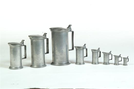 Appraisal: SET OF EIGHT PEWTER MEASURES France th century Graduated lidded