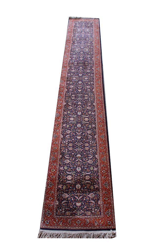 Appraisal: Persian Carpet Runner ' x ' Persian carpet runner navy