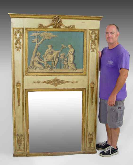 Appraisal: DIRECTOIRE PERIOD TRUMEAU MIRROR Inserted oil painting on canvas depicts