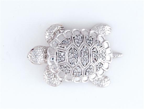 Appraisal: Diamond and gold tortoise brooch round-cut diamond-set body with small