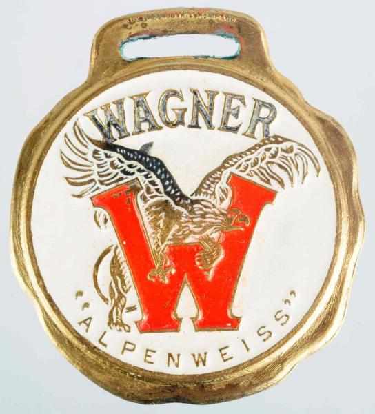 Appraisal: Wagner Alpenweiss Beer Enameled Fob Nice eagle scene with some