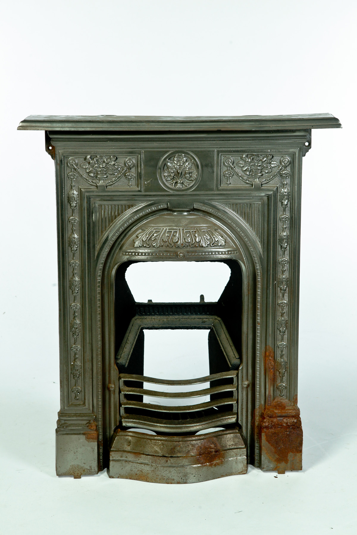 Appraisal: CAST IRON FIREPLACE INSERT American ca Polished cast iron coal