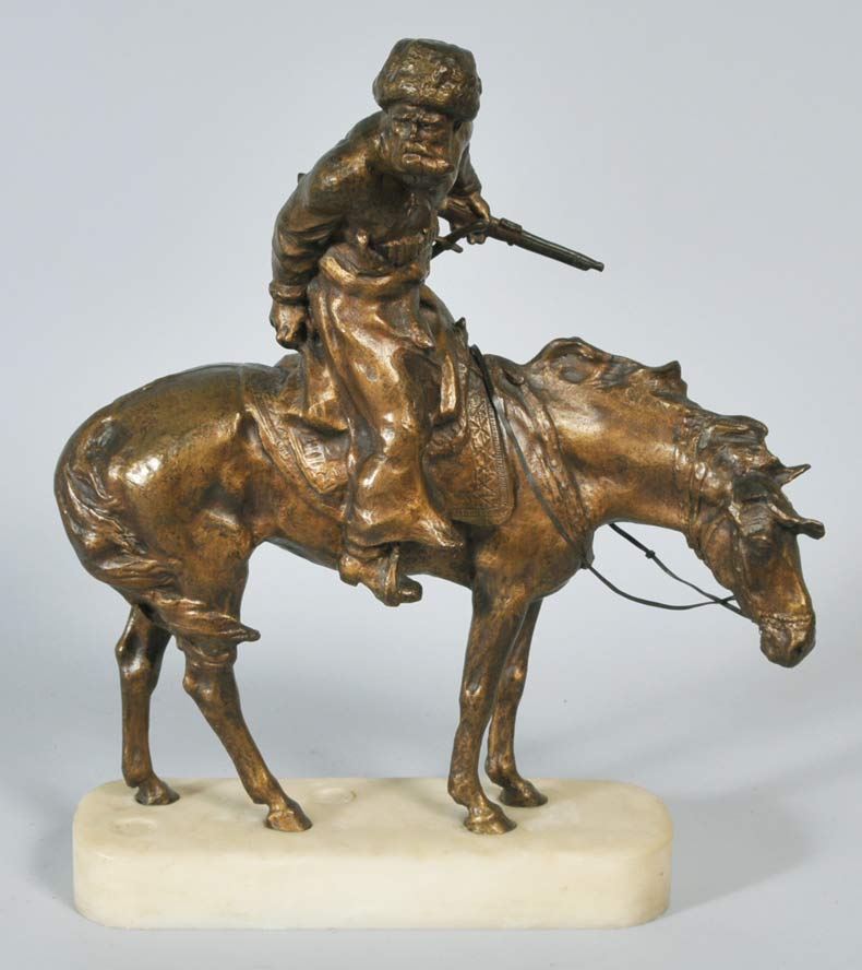 Appraisal: Rene Paris Russian Cossack on Horseback high overall bronze with