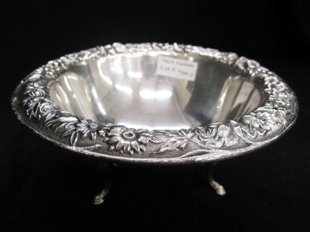 Appraisal: S Kirk Son Repousse Sterling Tri-Footed Bowl diameter a beauty