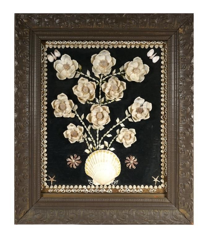 Appraisal: Unique framed still life mixed media of flower in a