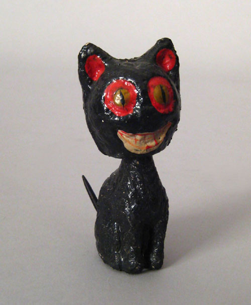 Appraisal: Composition Halloween cat nodder early th c h