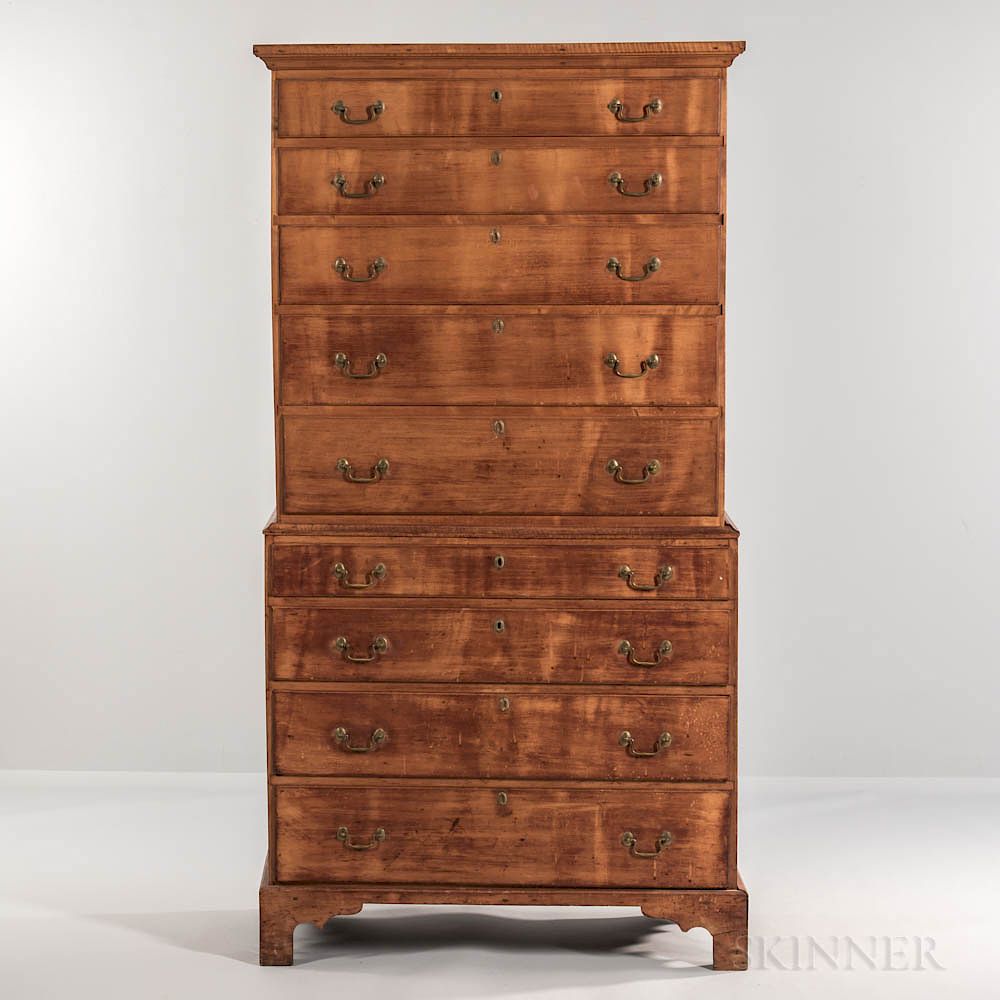 Appraisal: Maple Chest-on-Chest Maple Chest-on-Chest probably Massachusetts c - in two