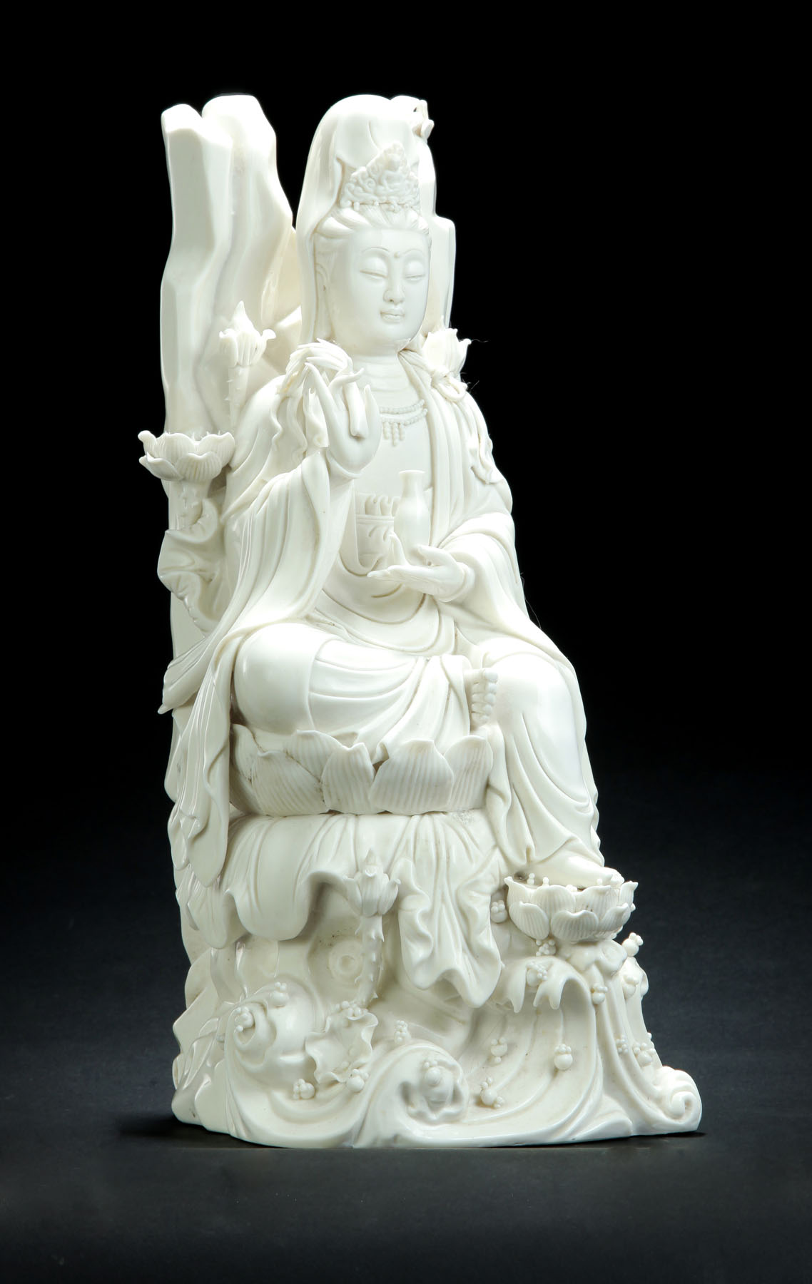 Appraisal: BLANC DE CHINE FIGURE China early th century Robed Quanyin