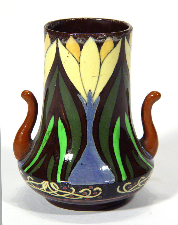 Appraisal: Foley Intarsio two handled pottery vase hand coloured and transfer