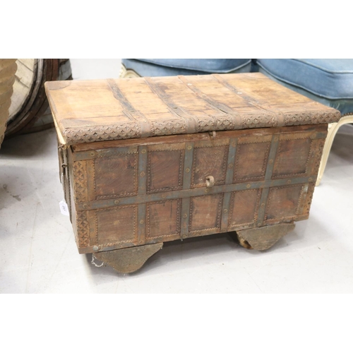 Appraisal: Old wooden trunk approx cm H x cm W x