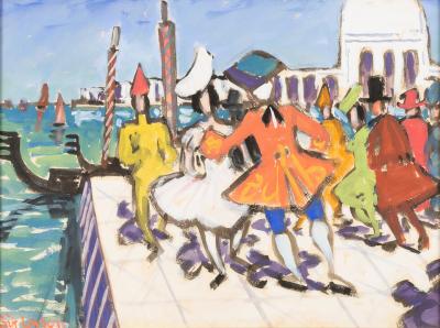 Appraisal: Erik Larsen - Carneval in Venedig watercolour cm x cm