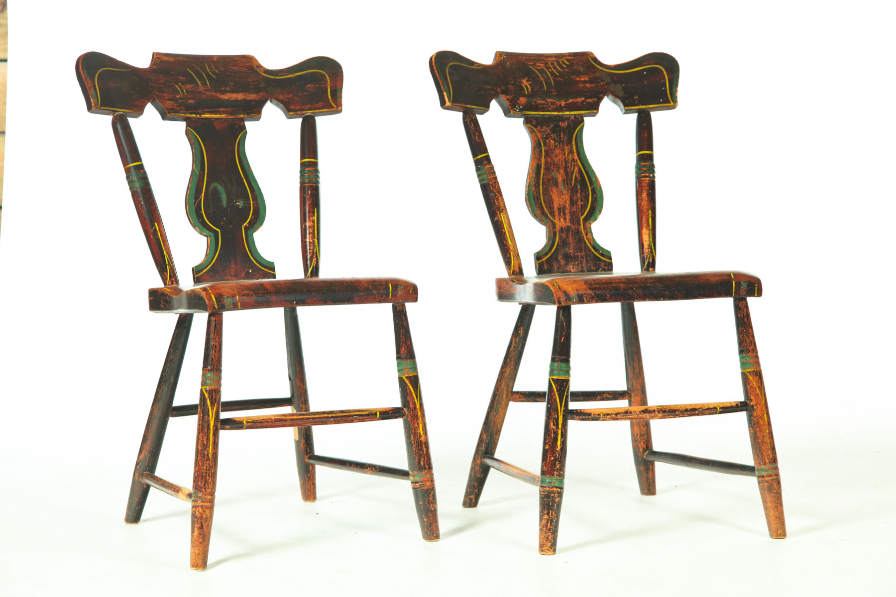 Appraisal: SET OF SIX DECORATED CHAIRS Signed by W L Shapley