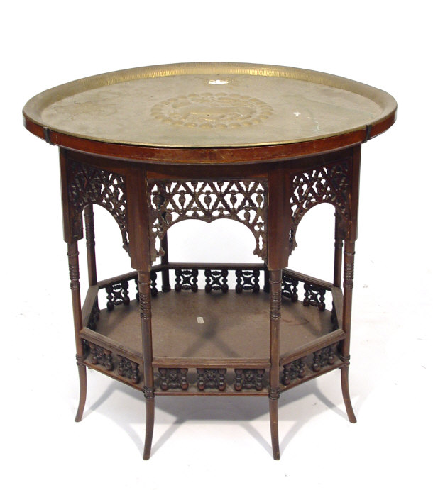 Appraisal: Victorian Anglo Indian style mahogany oval side table with pierced