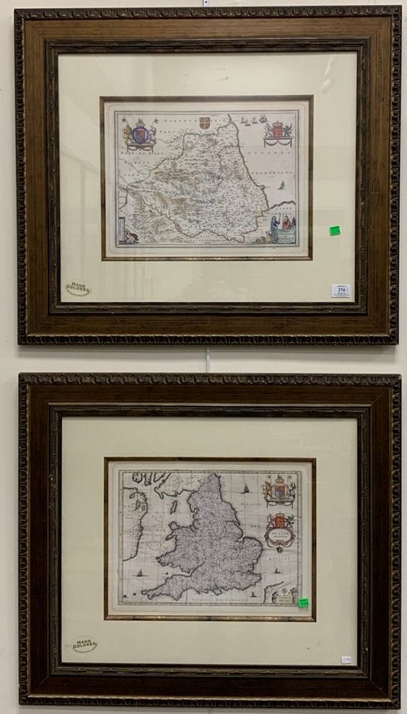 Appraisal: Two prints of maps Northum Briae and Anglia Regnum sight