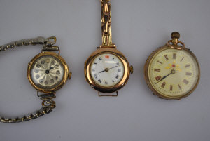 Appraisal: Three ladies' gold watches