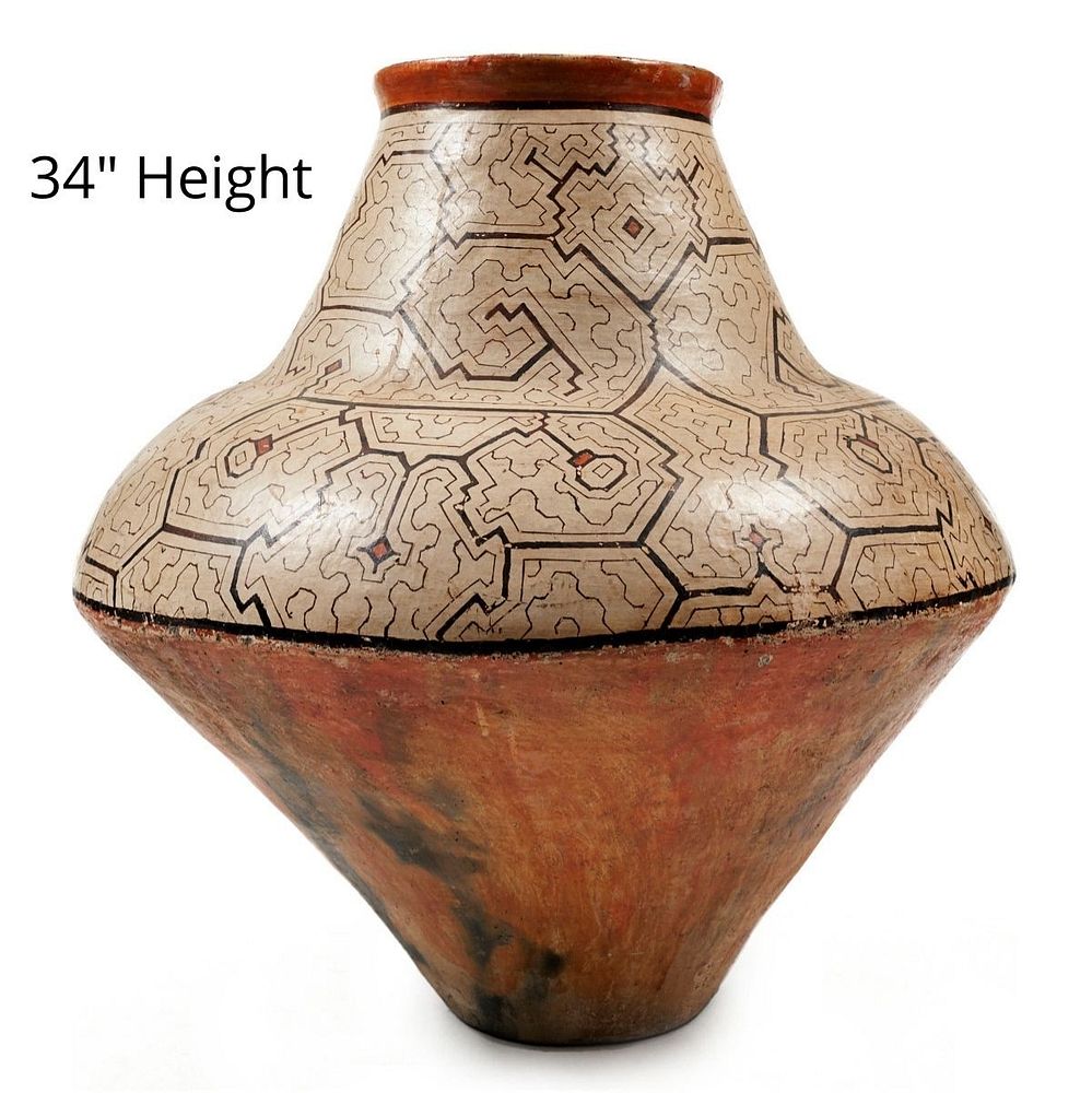 Appraisal: Large Shipibo Peruvian Polychrome Pot Tall Large Shipibo Peruvian polychrome