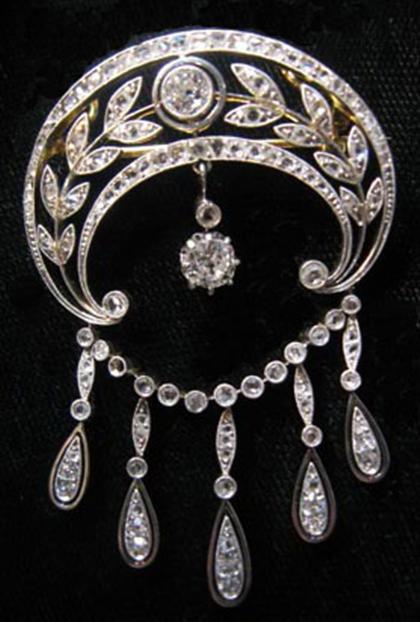 Appraisal: Diamond chatelaine brooch belle epoque Platinum topped yellow gold brooch