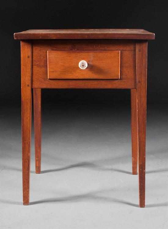 Appraisal: Federal walnut single-drawer stand Southern first quarter- th century square