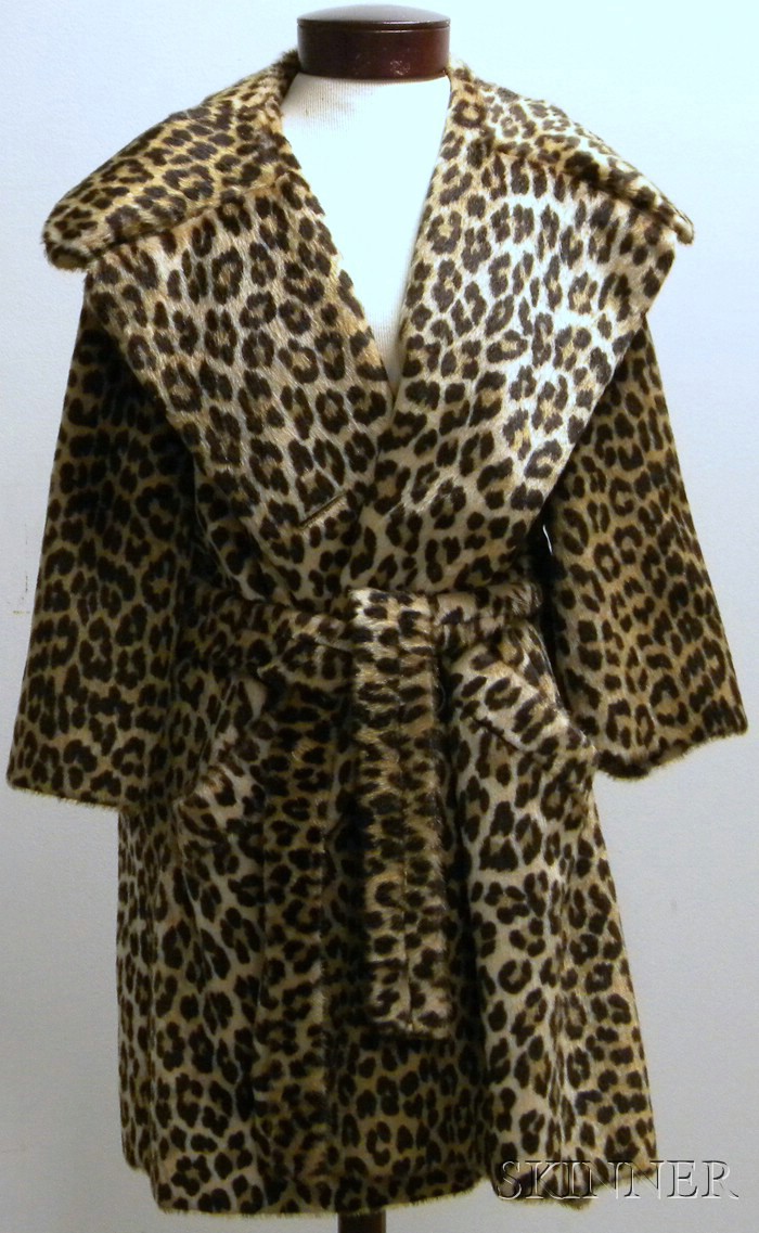 Appraisal: Dan Millstein Leopard Pattern Faux Fur Coat woman's medium large