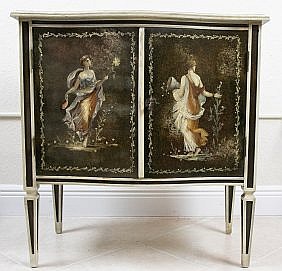 Appraisal: NEO-CLASSICAL STYLE PAINTED CABINET th Century Of serpentine form with