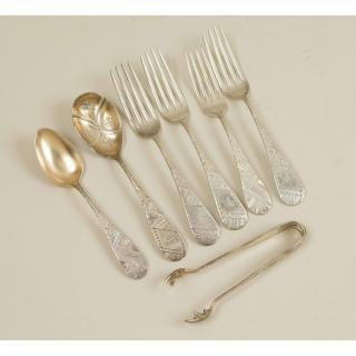 Appraisal: Silver Flatware Grecian Pattern Assembled lot of seven silver flatware