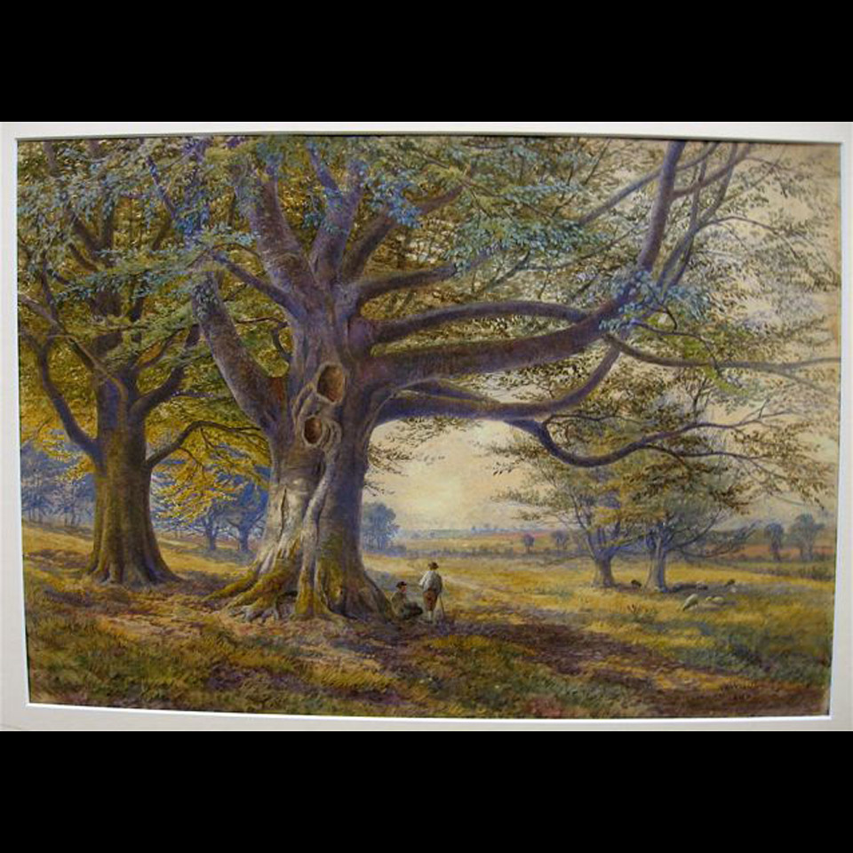 Appraisal: SHEPHERDS AND GRAZING SHEEP WILLIAM WILDE - BRITISH WATERCOLOUR DATED