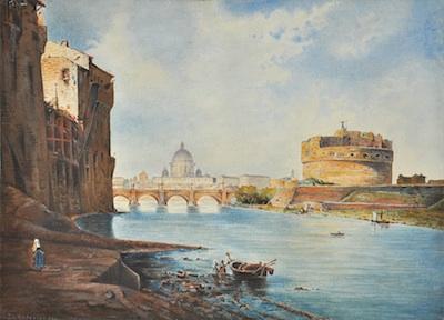 Appraisal: Watercolor Inscribed Dle Hildebrandta A View of Rome with the