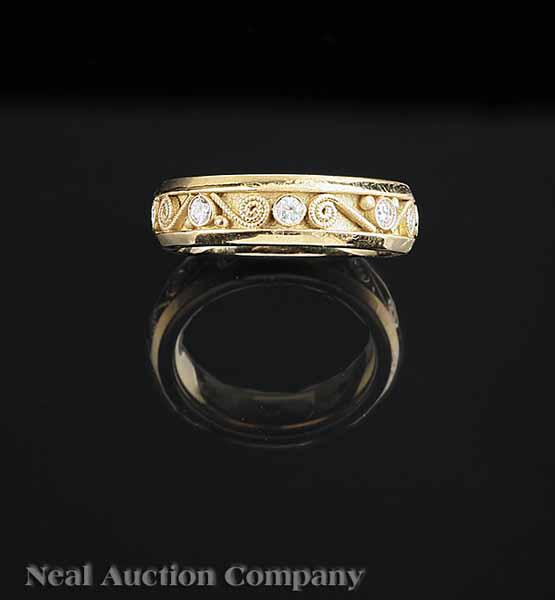 Appraisal: An kt Yellow Gold and Diamond Filigree Ring