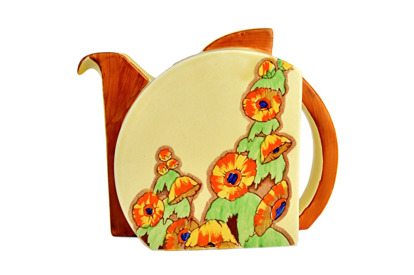 Appraisal: A Clarice Cliff teapot and cover of Stamford shape circa