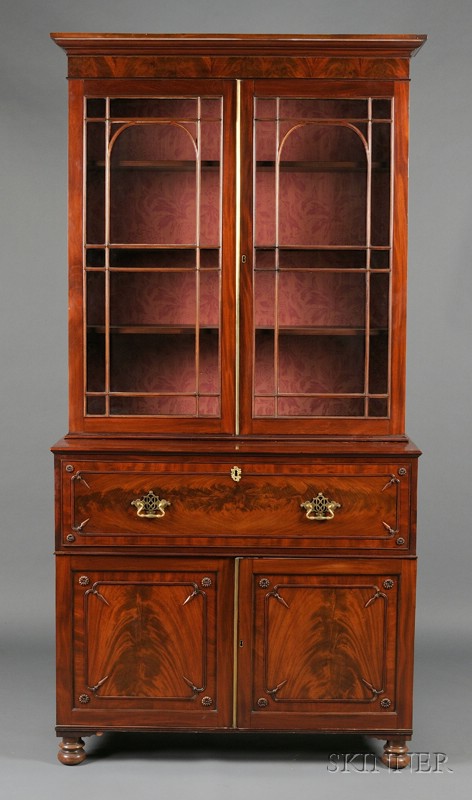 Appraisal: Scottish Regency Mahogany Bureau Bookcase early th century with molded