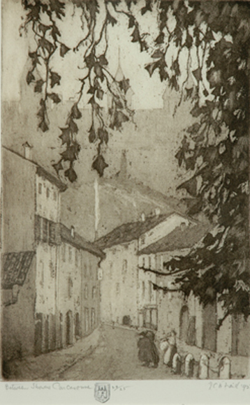 Appraisal: Jessie Traill - Between Showers Carcasonne etching signed and dated