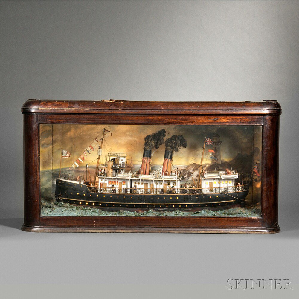 Appraisal: Large Lighted Folk Art Diorama of the Steamship Prince Arthur